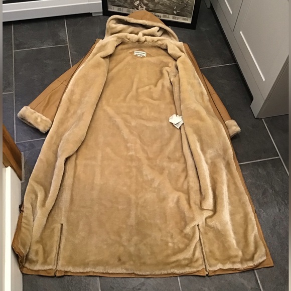 Vintage Fitz Wright Womens Leather Trench Coat Size S Hooded Maxi Penny Lane - Picture 9 of 16